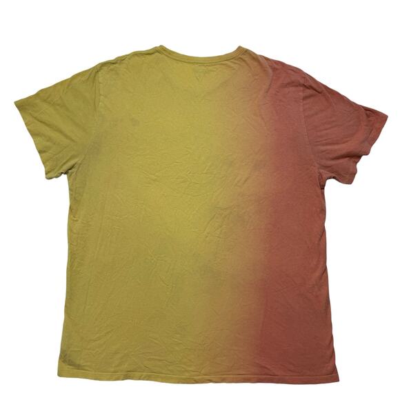 OLD NAVY Def Leppard Pyromania Dip Dye T-shirt Size XXL Mens Yellow Orange - Picture 2 of 7